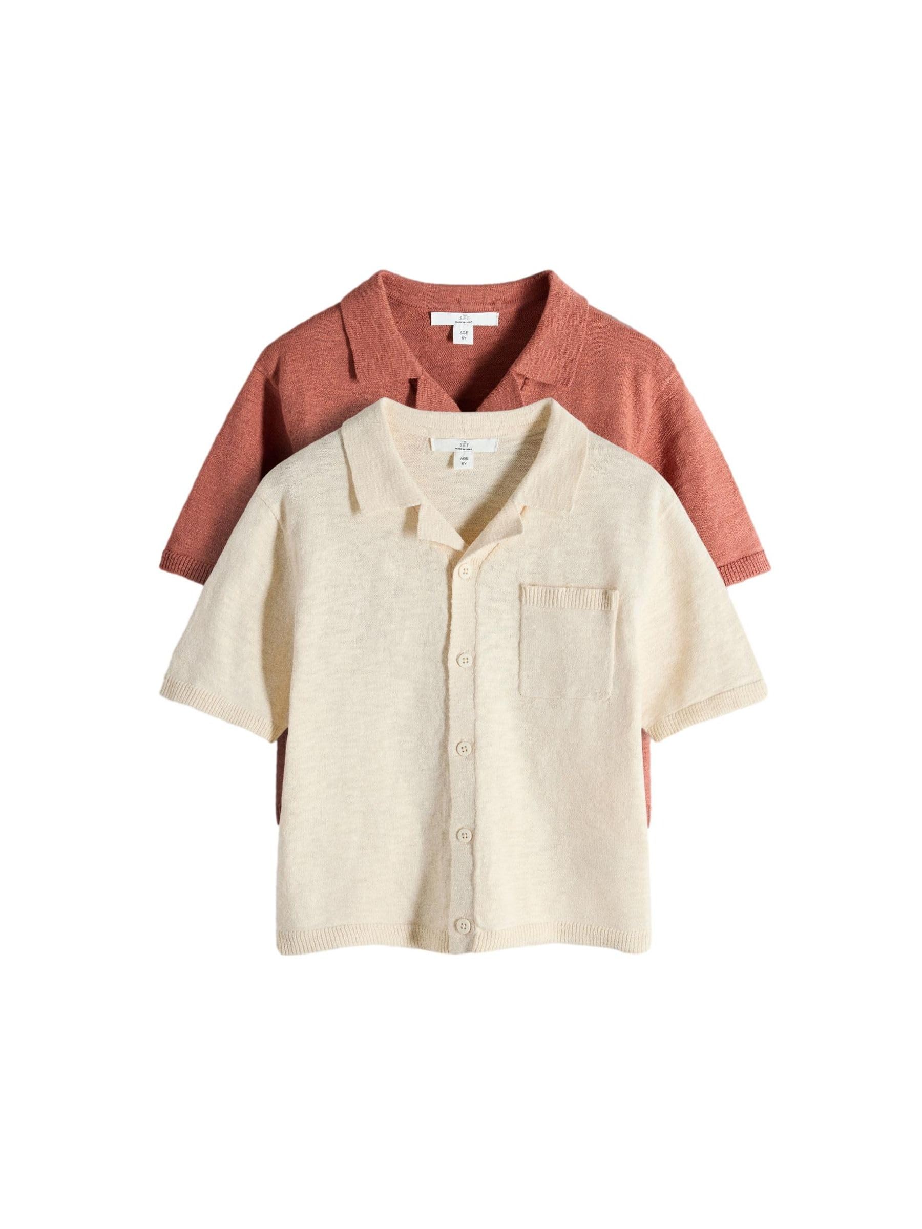 THE SET Ragazzo Confezione da 2 Cardigan in Cotone Fiammato con Bottoni