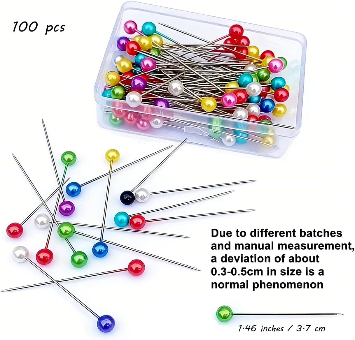 Sewing Pins Straight Pin Fabric Quilting Corsage Stick Pins 1.5inch Multicolor for Dressmaker Jewelry DIY Decoration Craft Sewing 100pcs