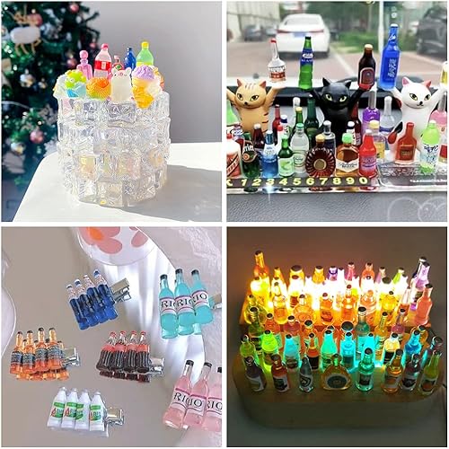 Miniatura 5 de 40 piezas Mini botella de bebida de vino de imitación modelo DIY adornos caja del teléfono resina pequeños adornos decoración pastel accesorios