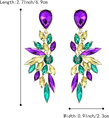 BriLove Clip-on Earrings for Women,Gorgeous Shiny Rhinestones Marquise Cluster Leaf Drop Earring for Wedding Party Prom Jewelry Accessories
