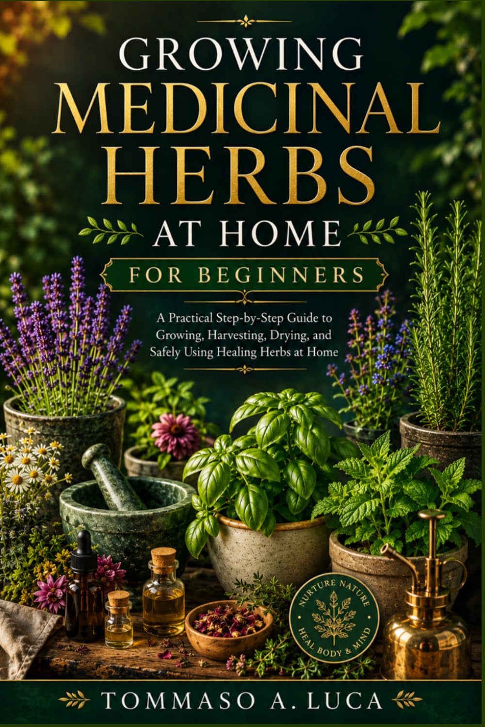 GROWING MEDICINAL HERBS AT HOME FOR BEGINNERS: A Practical Step-by-Step Guide to Growing, Harvesting, Drying, and Safely Using Healing Herbs at Home.