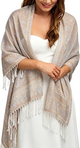 Paisley Rave Shawl Wrap for Women - Soft Large Jacquard Boho Scarf