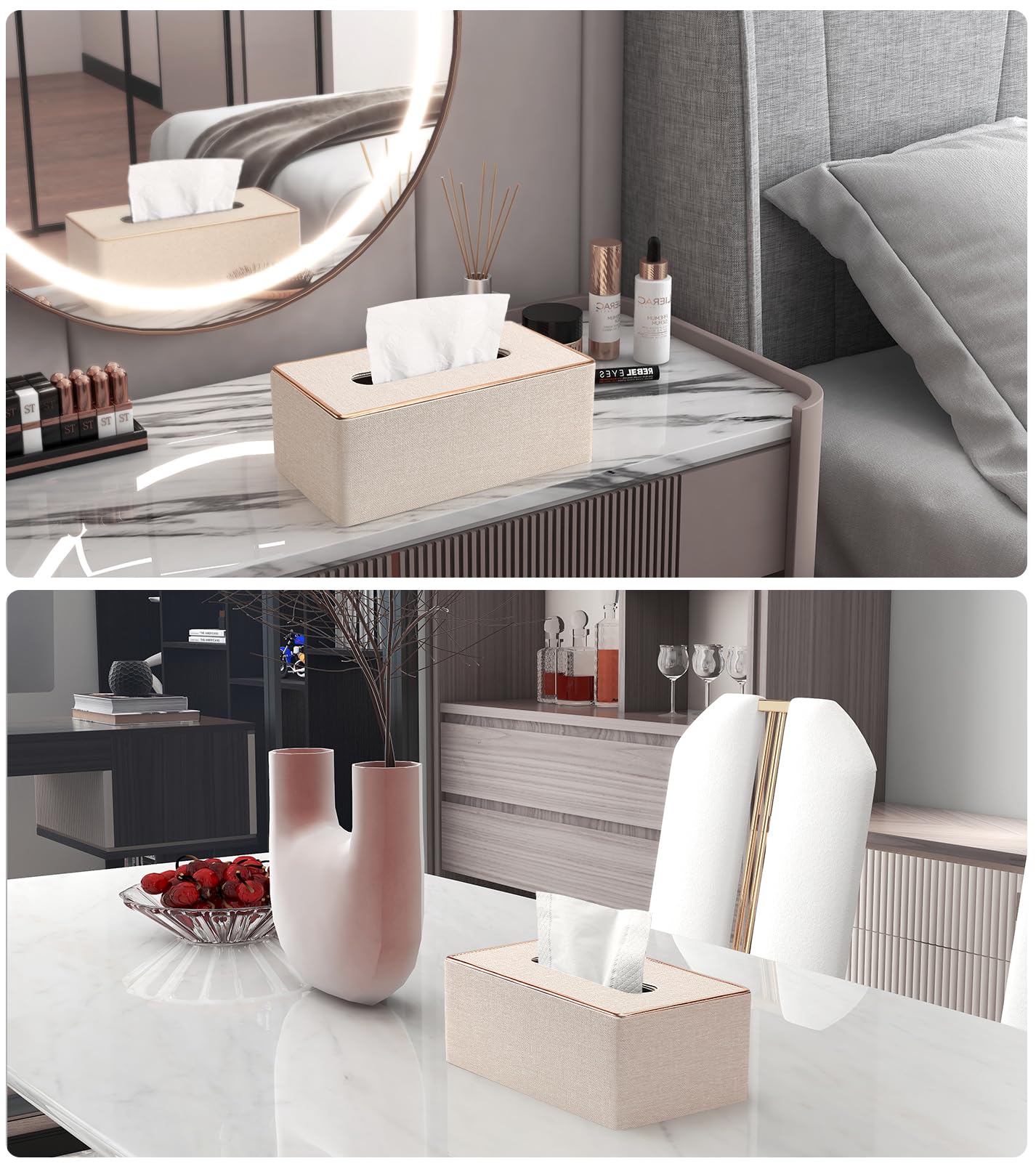 XNONE Boîte à Mouchoirs Cuir Carrée Avec Fixation Magnétique, Décoration De Bureau à La Mode Pour Restaurant D'Hôtel De Bureau à Domicile Voiture