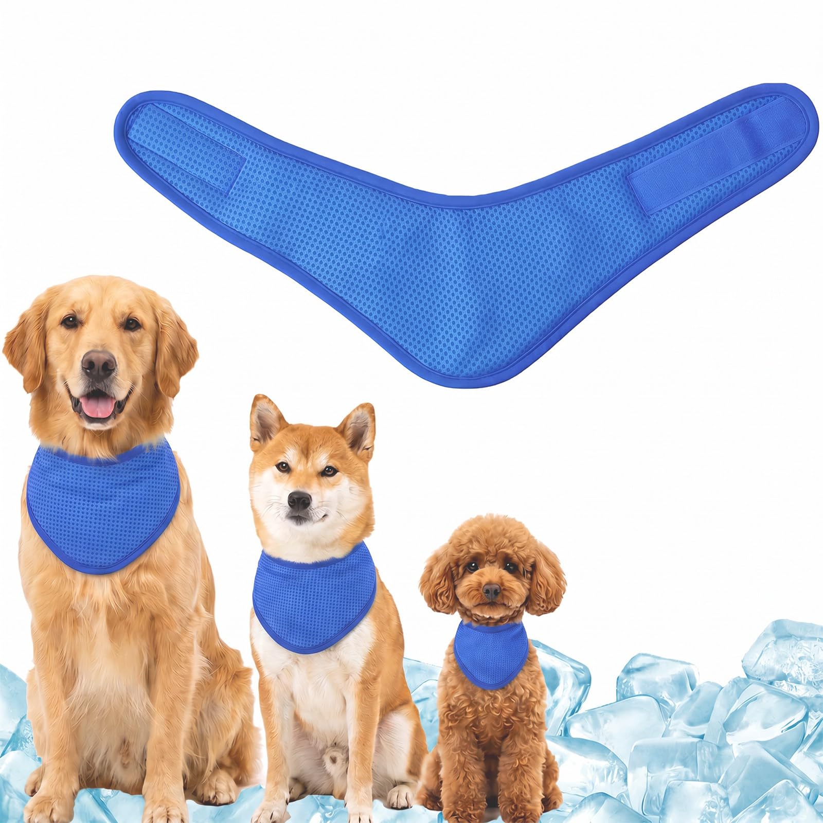 Summer Pet Cooling Neck Bandana Adjustable Dog Cool Collar Quick Soak Activated Cooling Scarf Ideal for Outdoor Travelling Running Training All Breed Dogs (Blue, S)