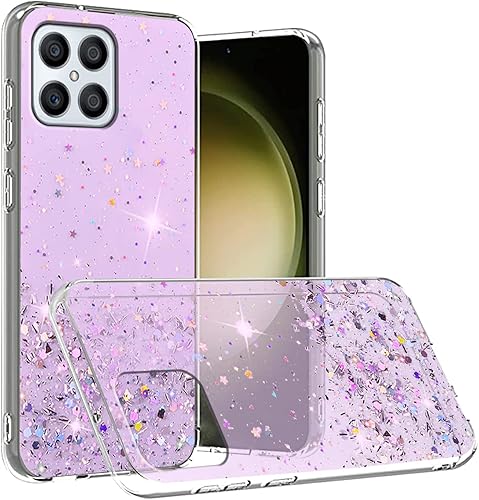 Miniatura 7 de Funda compatible con Honor X8 con purpurina verde transparente, para Honor X8, funda de silicona transparente de TPU suave, para mujeres y niñas, a