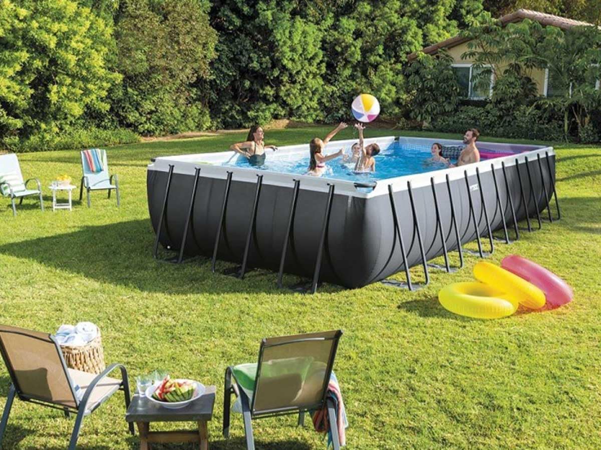 Intex Pool Setup in Garden