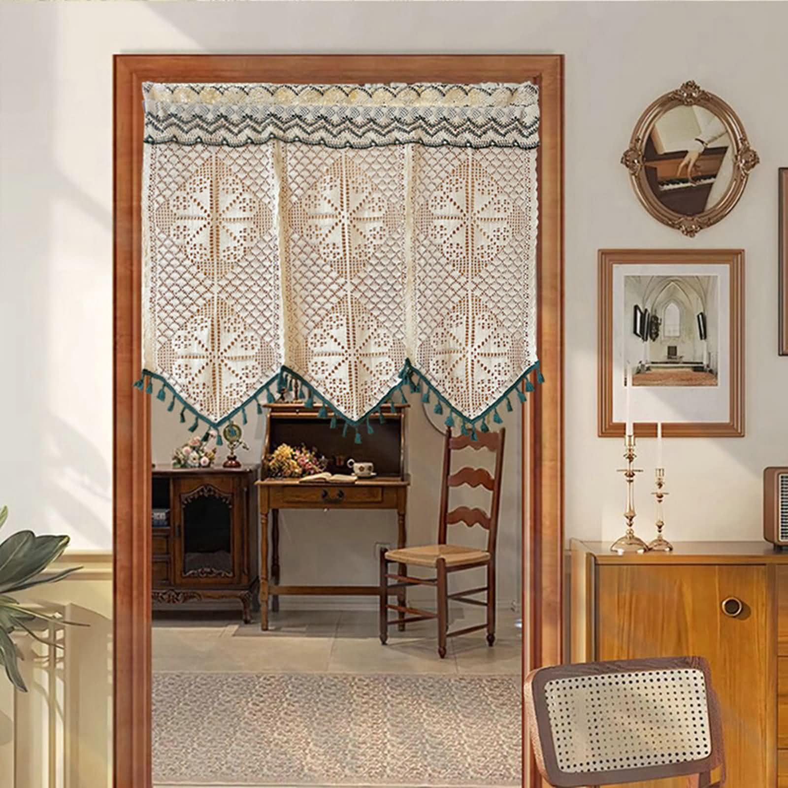 Tenda corta moderna, 90 cm di larghezza, con tasca per asta, 1 pezzo