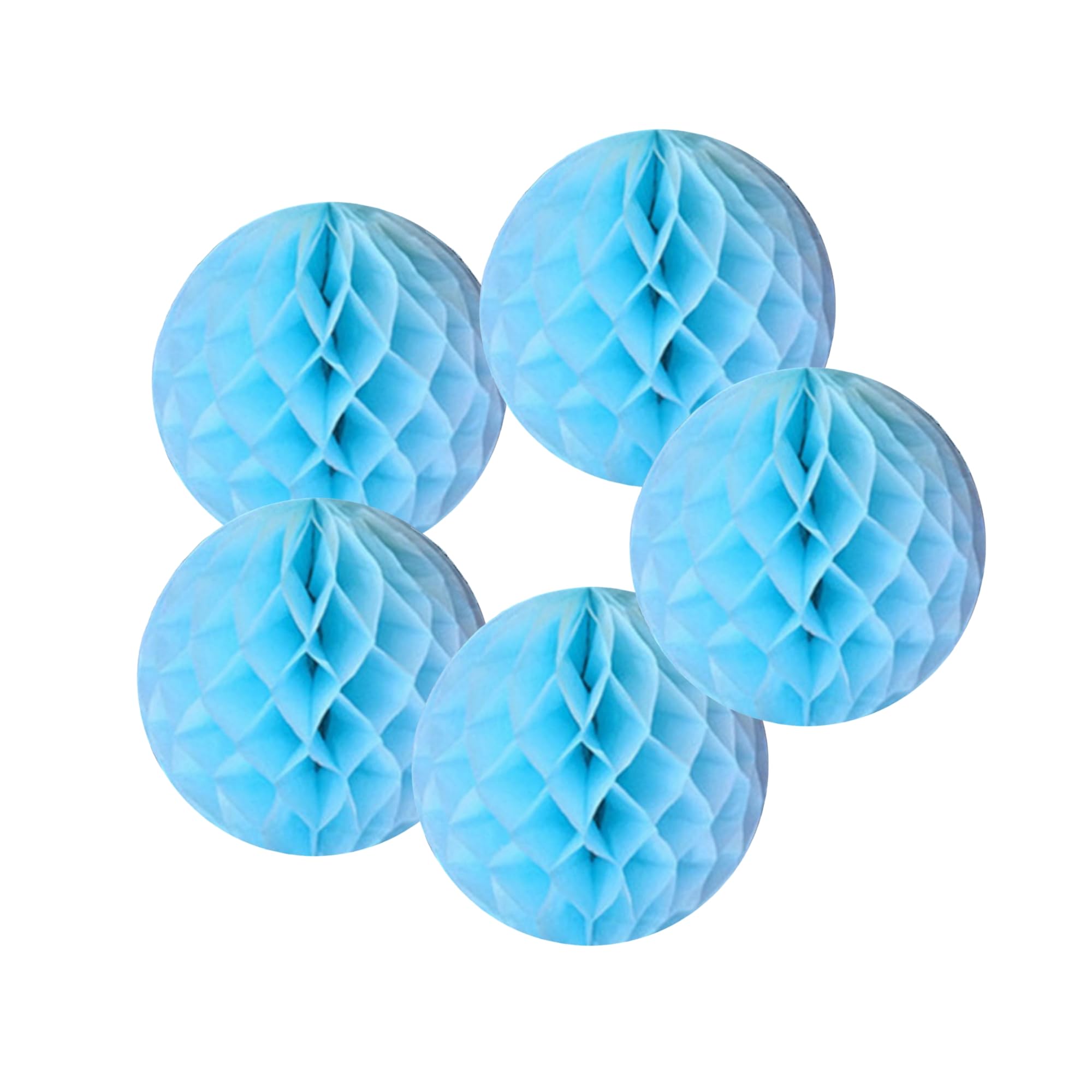 Honeycomb Balls 5Pieces Tissue Paper Flower Ball 4" 6" 8" 10" 12" for Wedding Birthday Party Decorations (Light Blue, 5Pieces-8"(20cm))