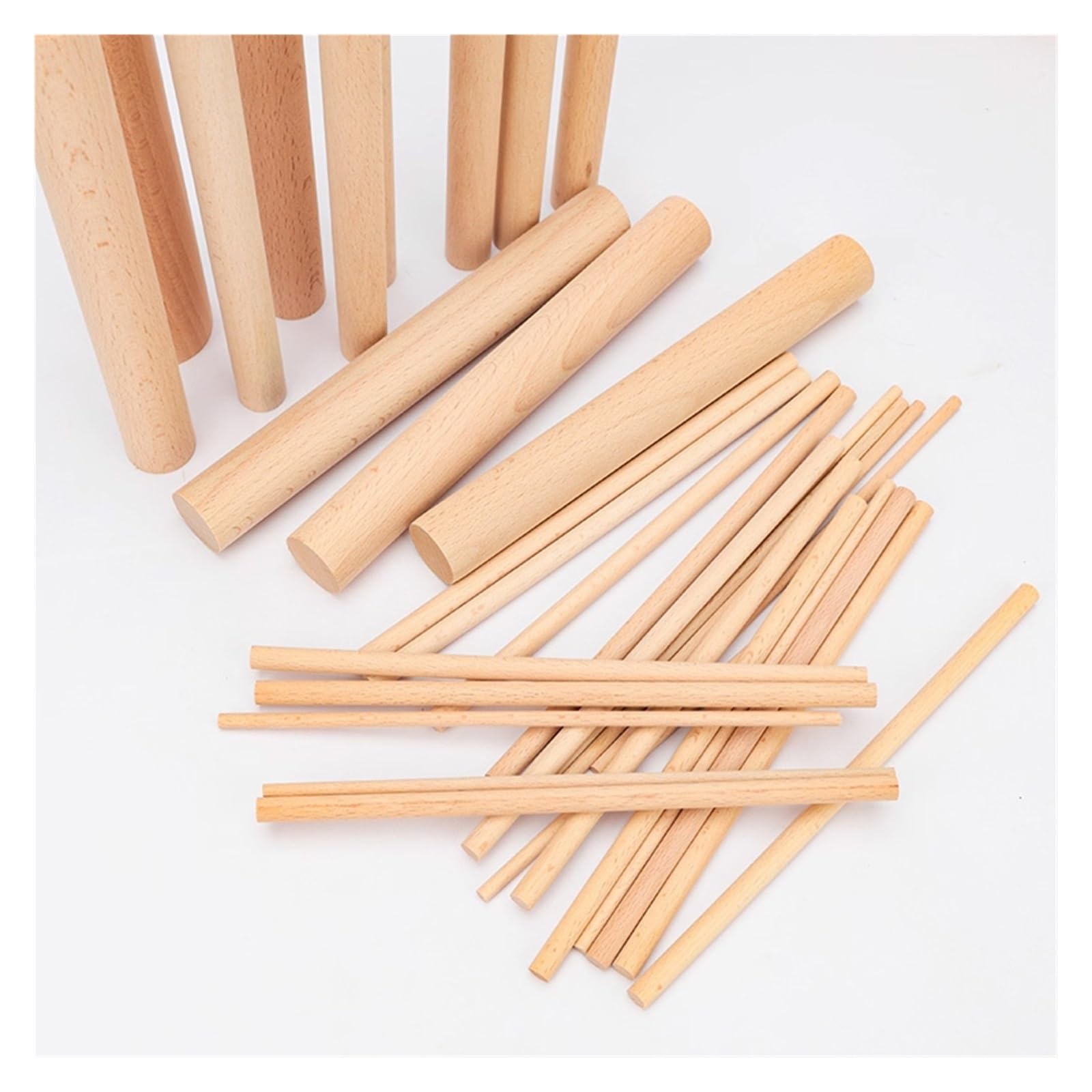 Batonnet En Bois 1/2/5/10Pcs Round Wooden Stick 400mm Long DIY Wood Handmade 10/12/14/16/18/20/22/25/28//30/35/40/45/50/60mm Diameter Woodworking(10pcs 400mm,50mm)