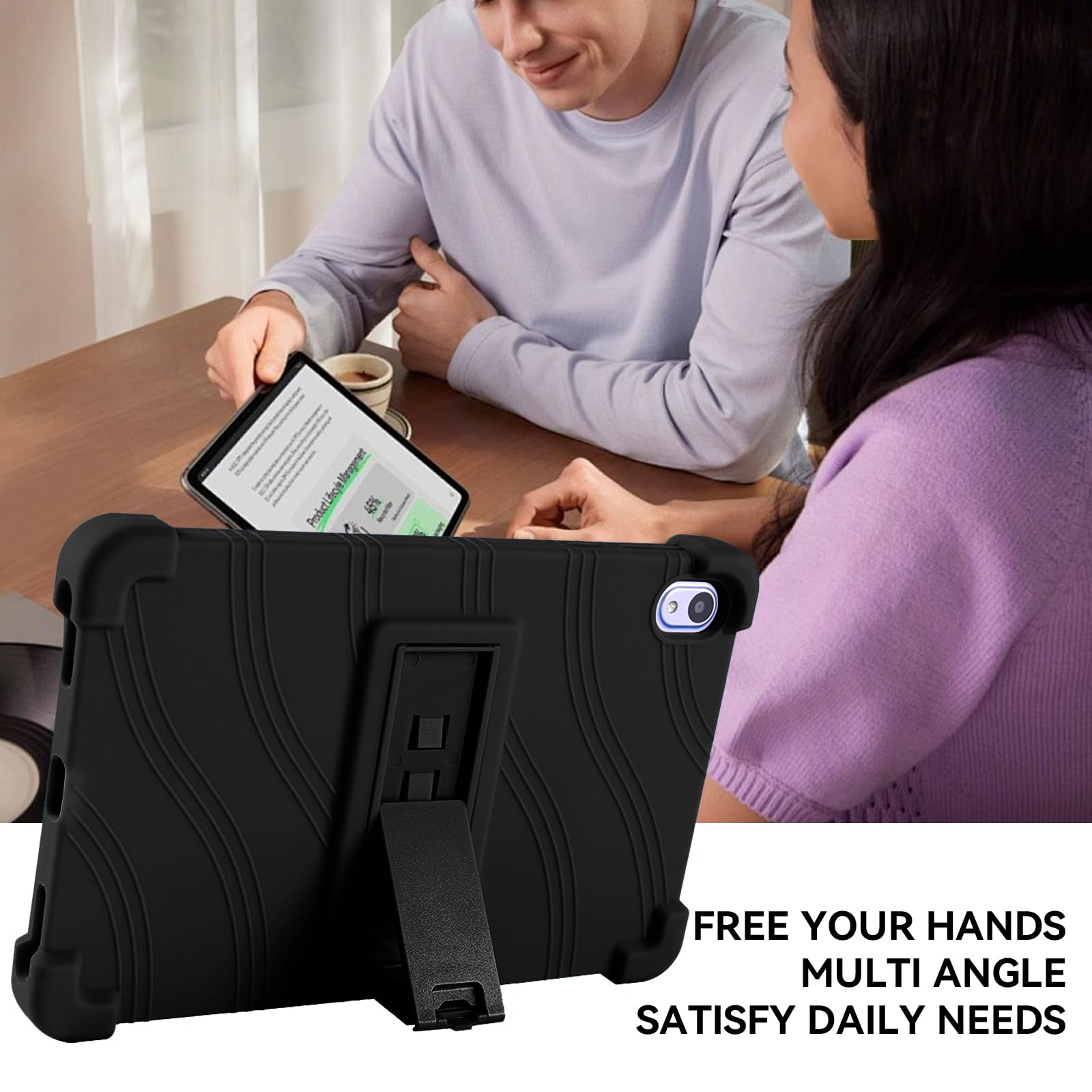 ONN - Funda para tablet infantil Gen 4 de 8 pulgadas, funda de silicona suave a prueba de golpes con soporte para tablet ONN Surf de 8 pulgadas de 4ª generación para niños (modelo: 100135923) (negro)
