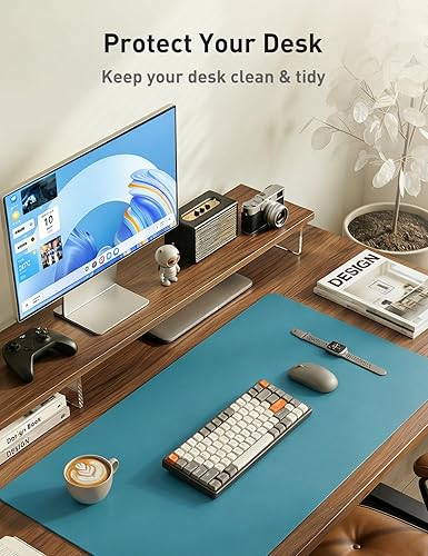 Miniatura 130 de Aothia Tapete protector de escritorio, alfombrilla para mouse, antideslizante, impermeable, de piel sintética, secante de escritorio, para Verde