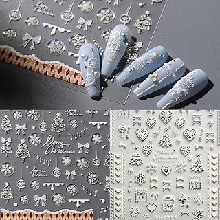 クリスマス ネイルシール ネイルステッカー 冬 雪の結晶 ネイルアート シール 2枚 クリスマスツリー 白 リボン 3D 貼るだけ 立体 ネイルデザイン ネイルデカール ジェルネイル