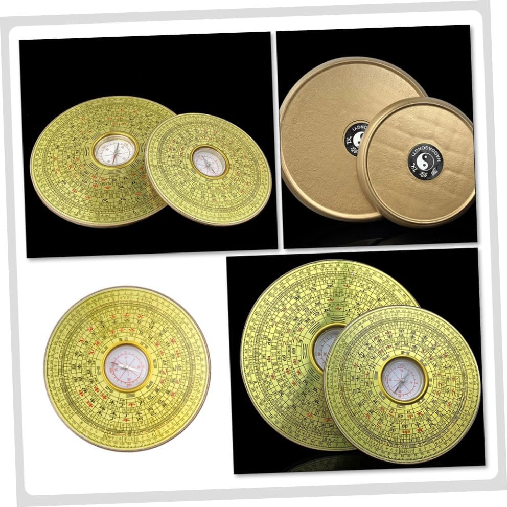 Brújula antigua china portable de aleación para decoración miniatura 3