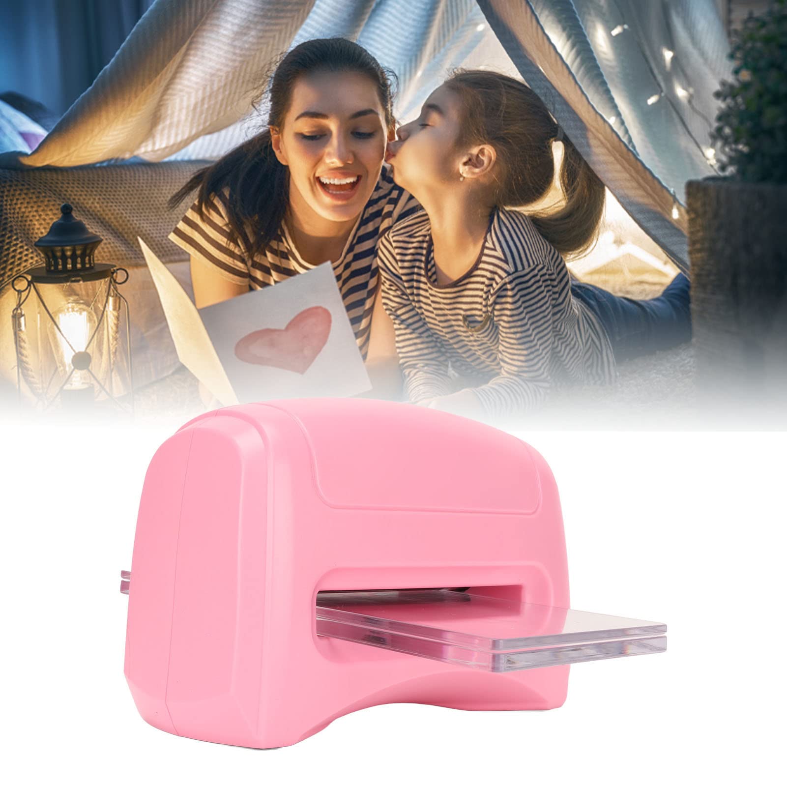 Machine à gaufrer bricolage portable en plastique rose en alliage de zinc outil de gaufrage à la main pour les projets d'artisanat en papier scrapbooking utilisation scolaire et