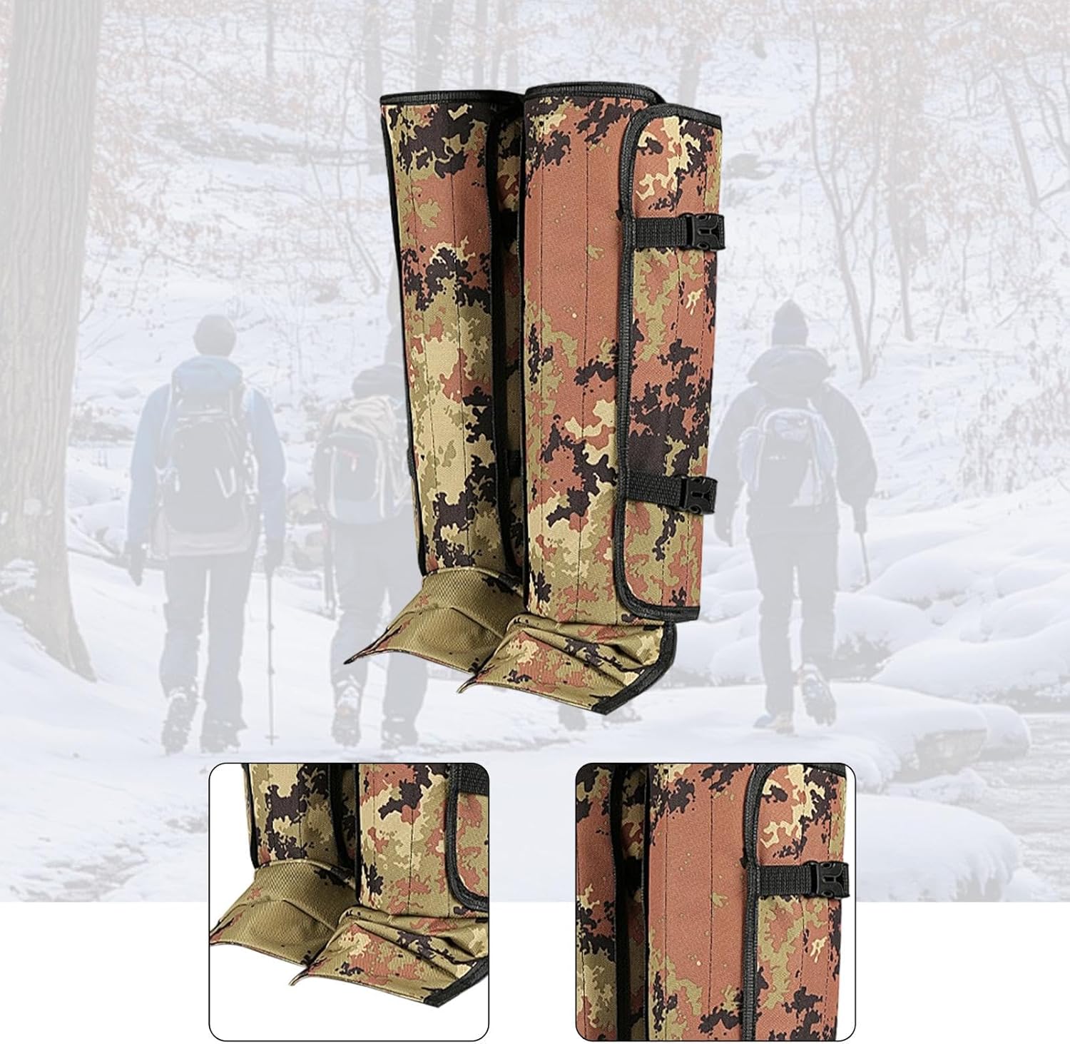 Leg Gaiters Waterproof Shoe Covers - TPU Material, EU Sizes 34-45 for Hiking, Skiing, Mountaineering & Outdoor Activities