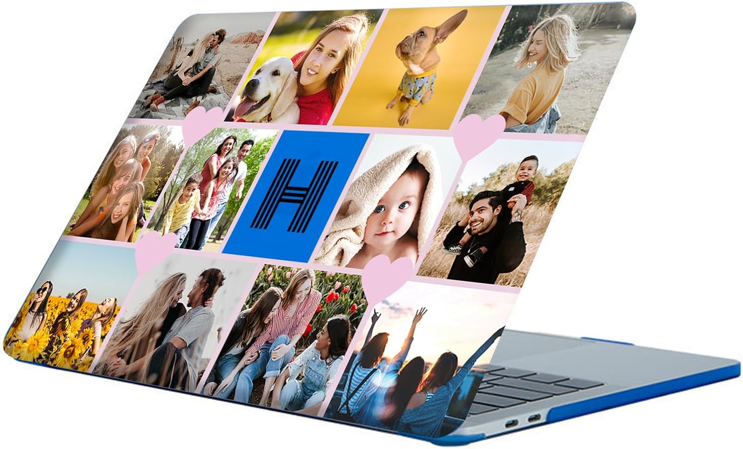 Personalized for MacBook Air 13 Inch Cases M4 A3240 M3 A3113 M2 A2681 2025 2024 2022, Custom for Apple Protective Computer Laptop 13.6" Hard Shell Case Photo Customizable,Cute Pink - Collage