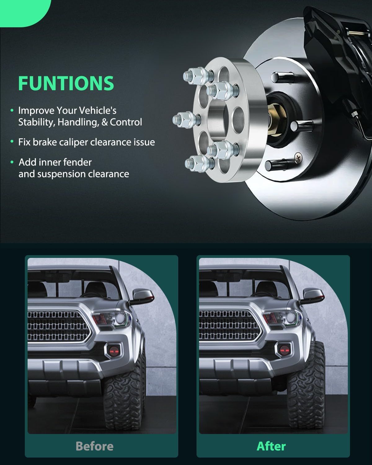 SCITOO 4Pcs 5x100/5x112 Wheel Spacers 1" Studs 12x1.5 Bore 57.1mm Fit for Toyota Camry Celica Corolla Matrix for Scion tC xD for Pontiac 6000 Fiero Grand Am Sunfire Vibe for Plymouth Acclaim Breeze