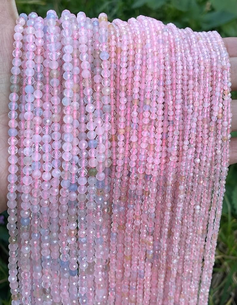 Morganite naturelle perles pour fabrication de bijoux collier bracelet facettées