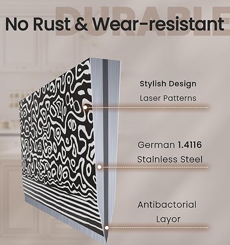 Miniatura 5 de Juego de cuchillos de cocina de 15 piezas con afilador integrado, juego de bloques de cuchillos de acero inoxidable alemán de alto carbono, apto