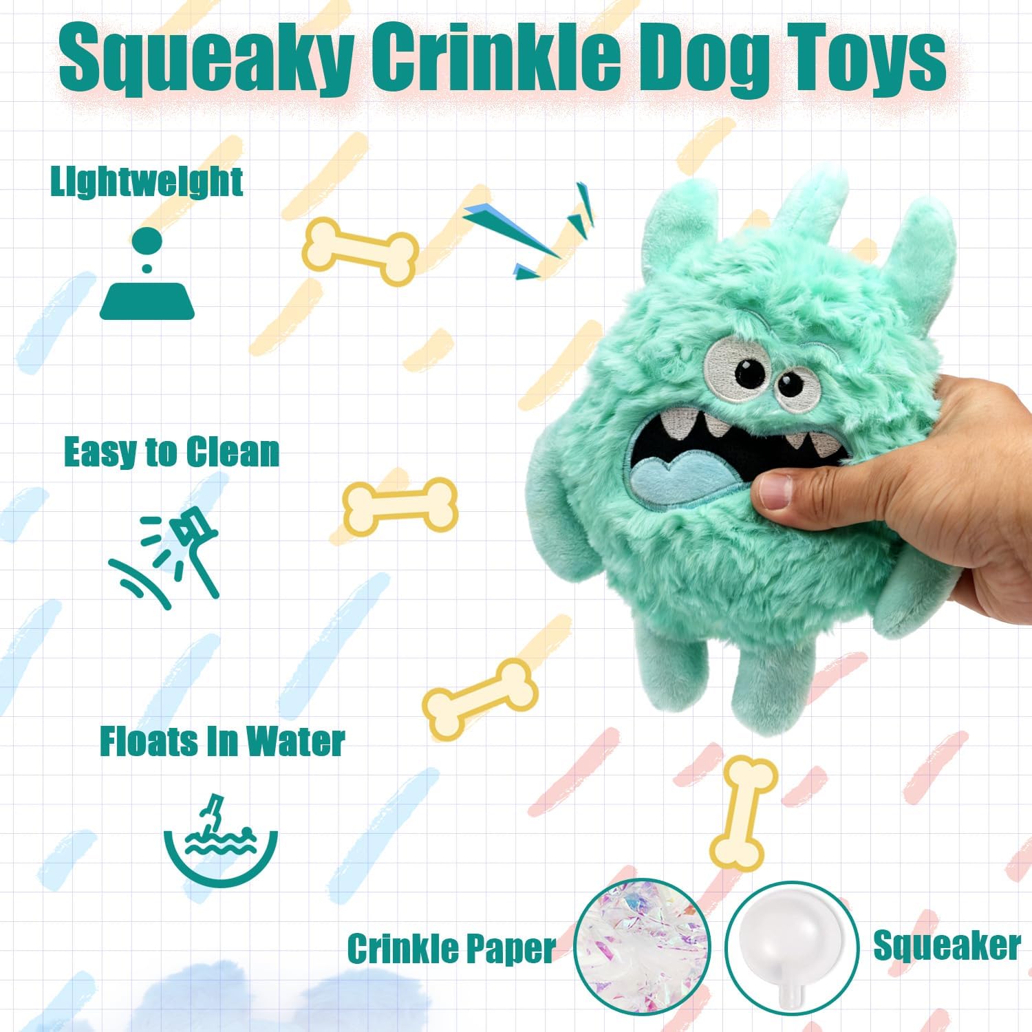 Squeaky Dog Toys for Small, Medium Dogs 4 Pack