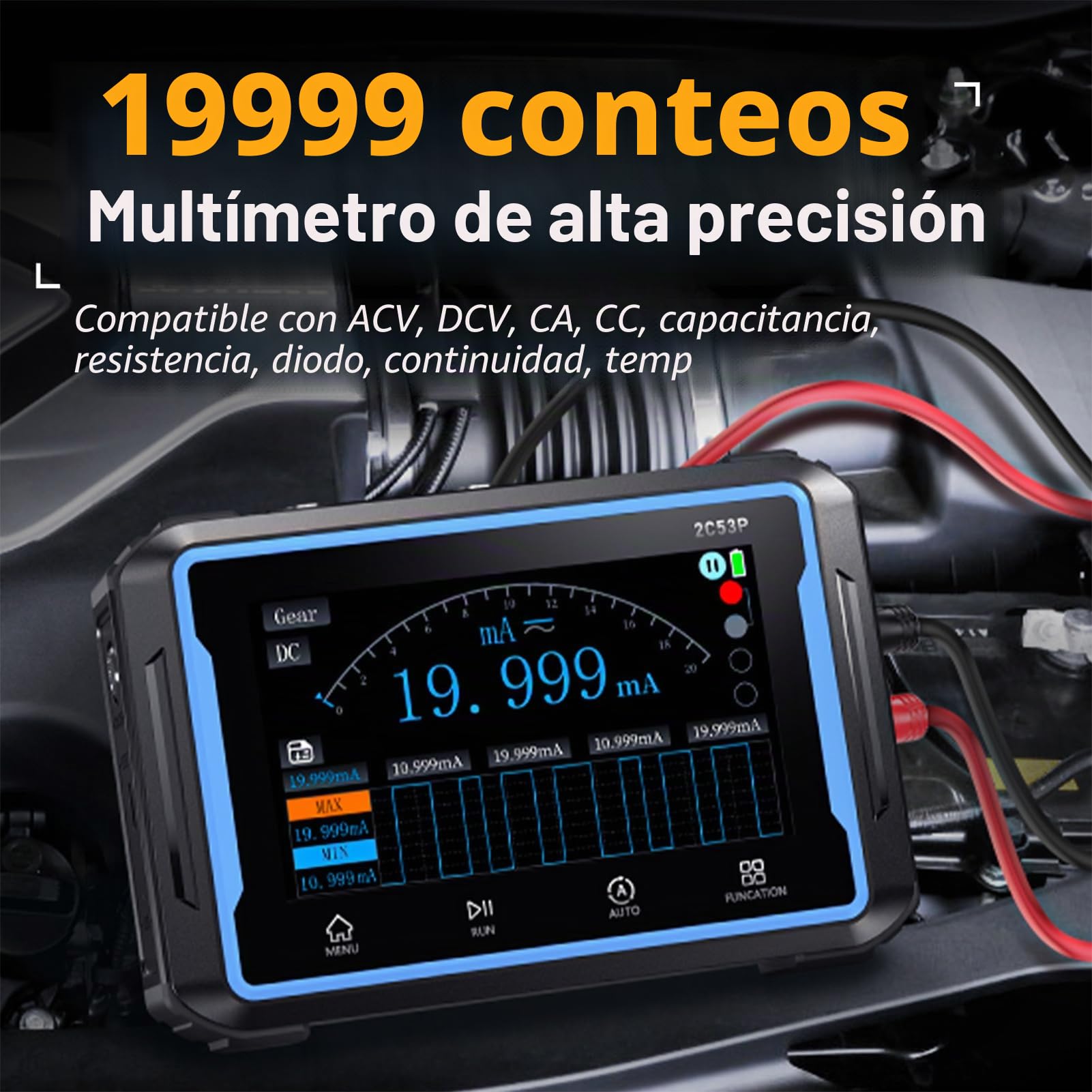 Osciloscopio,Osciloscopio Portátil De Tableta,Multímetro Generador De Señal Ancho De Banda 50Mhz,Muestreo 250 Msa/S Probador Digital De Transistor De Punción,Español Conmutable