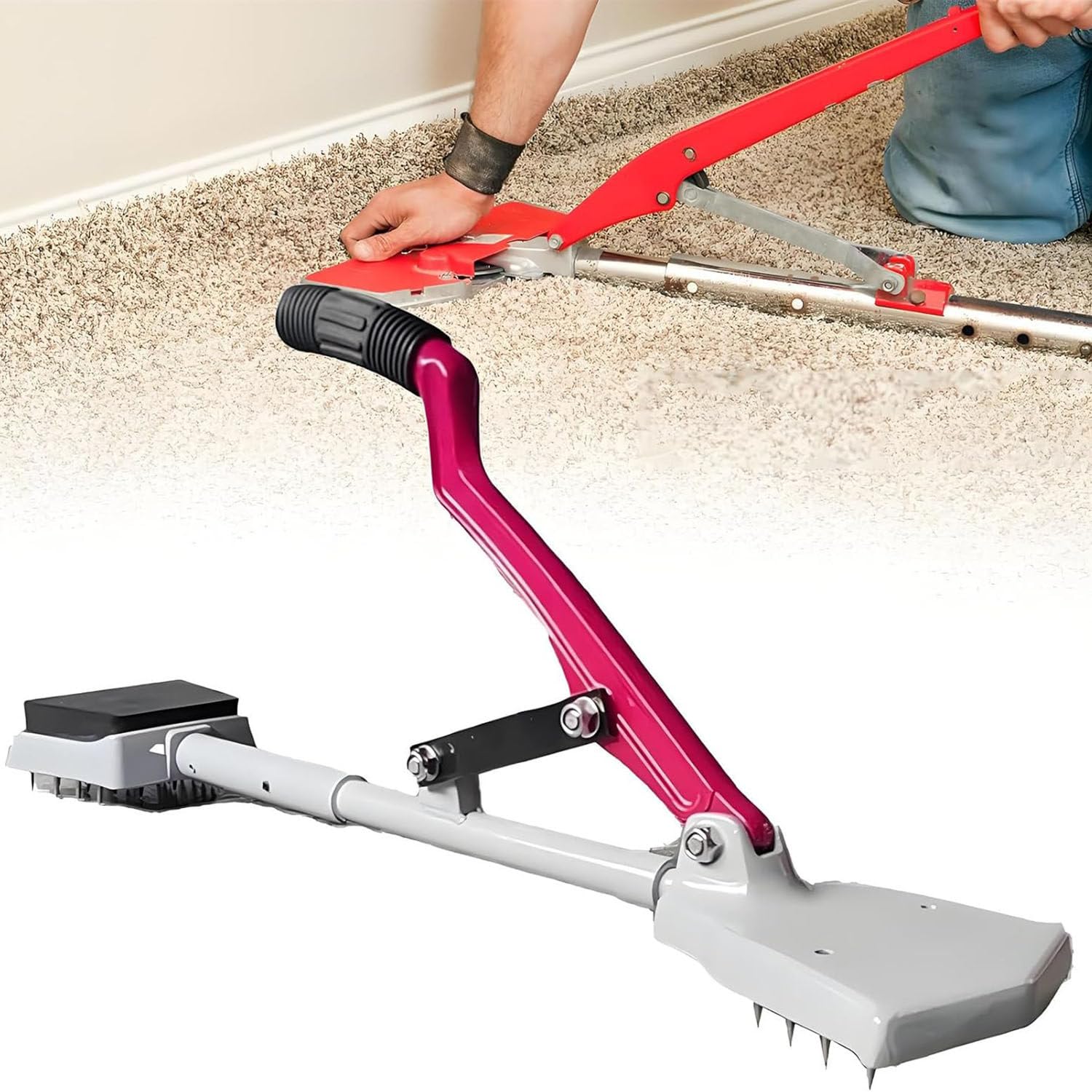 Kit d'outils d'installation de moquette, outil d'étirement de tapis, outil de bricolage de sol, conception triple sieste, 20 aiguilles en acier trempé, pour installation de tapis de sol