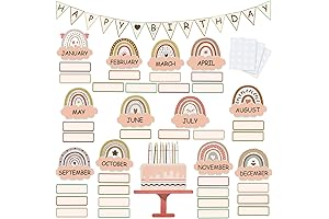 60 Pieces Boho Rainbow Classroom Decor Set for Birthdays