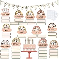 Vista 1 de Juego de 60 piezas de decoración bohemia para tablón de anuncios de cumpleaños, tablero de anuncios de arcoíris, decoración de pared, recortes