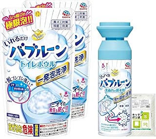 らくハピ バブルーン トイレ用 180g×2個 ＋ マッハ泡 バブルーン 洗面台の排水管 洗浄剤 泡掃除 大掃除 詰まり予防 汚れ対策 ゴミ袋付き お掃除セット