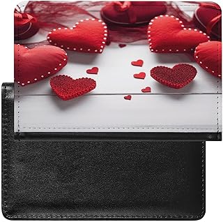 Handmade Red Hearts Passport Holder Vaccine Card Holder Waterproof Passport Wallet Travel Document Organizer for Airport Essentials