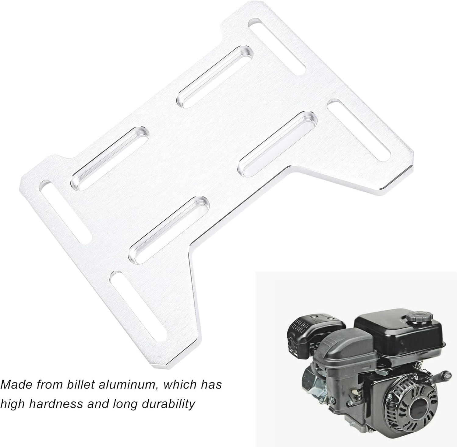 Adjustable Engine Mount Adapter Bracket Heavy Duty Aluminum Motor Mounting Plate Adapter Bracket Kit for Mini Bike Go Kart Predator 212 Tilloson 212 100 Doodle DB30 (Silver)