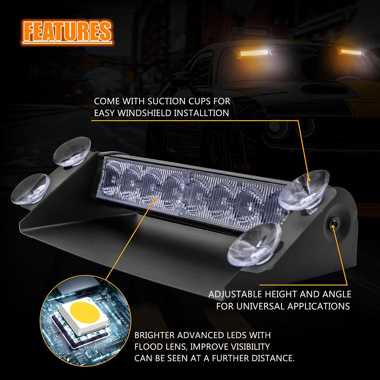 Snapklik.com : NWpangu LED Car Warning Light Windshield Emergency ...
