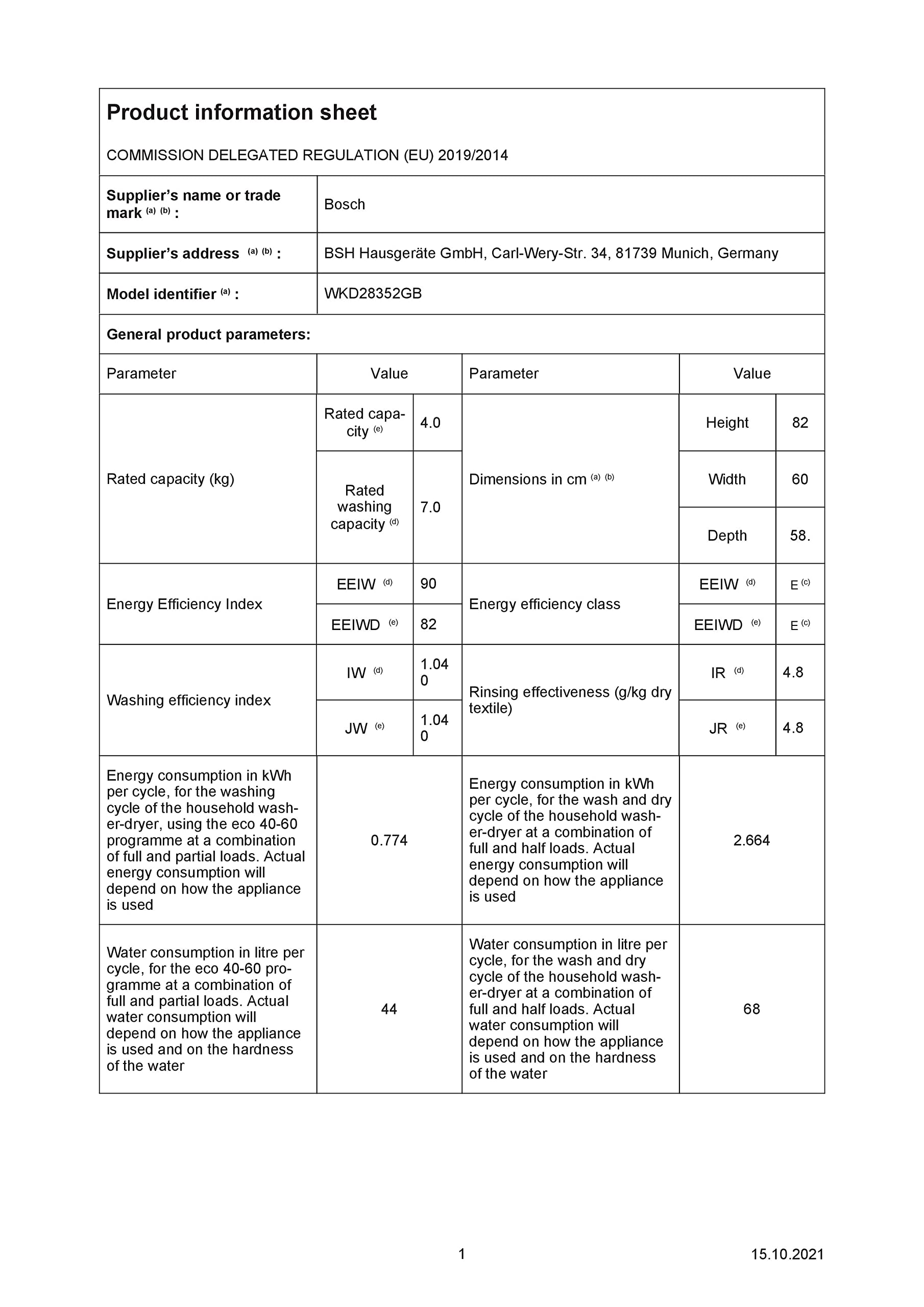 Bosch Home & Kitchen Appliances Bosch WKD28352GB Serie 4 Builtin