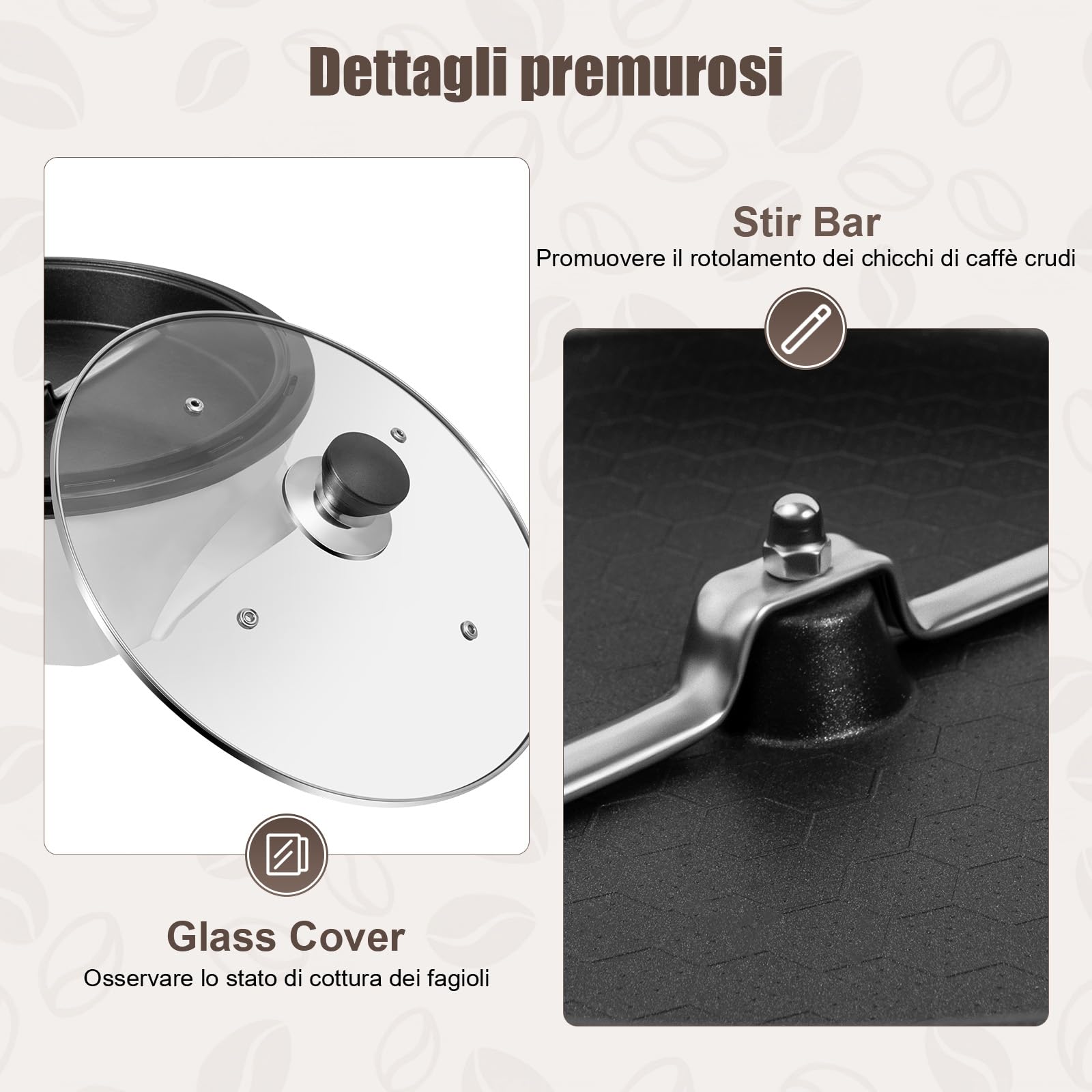 Torréfacteur à café domestique, électrique, 1200 W, torréfacteur à grains, réglable de 0 à 240 °C, avec minuterie, pour grains de café, noix, pop-corn