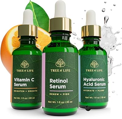 Tree of Life Vitamin C, Retinol and Hyaluronic Acid serum for Brightening, Firming, & Hydrating for Face - 3 Ct x 1 Fl Oz...