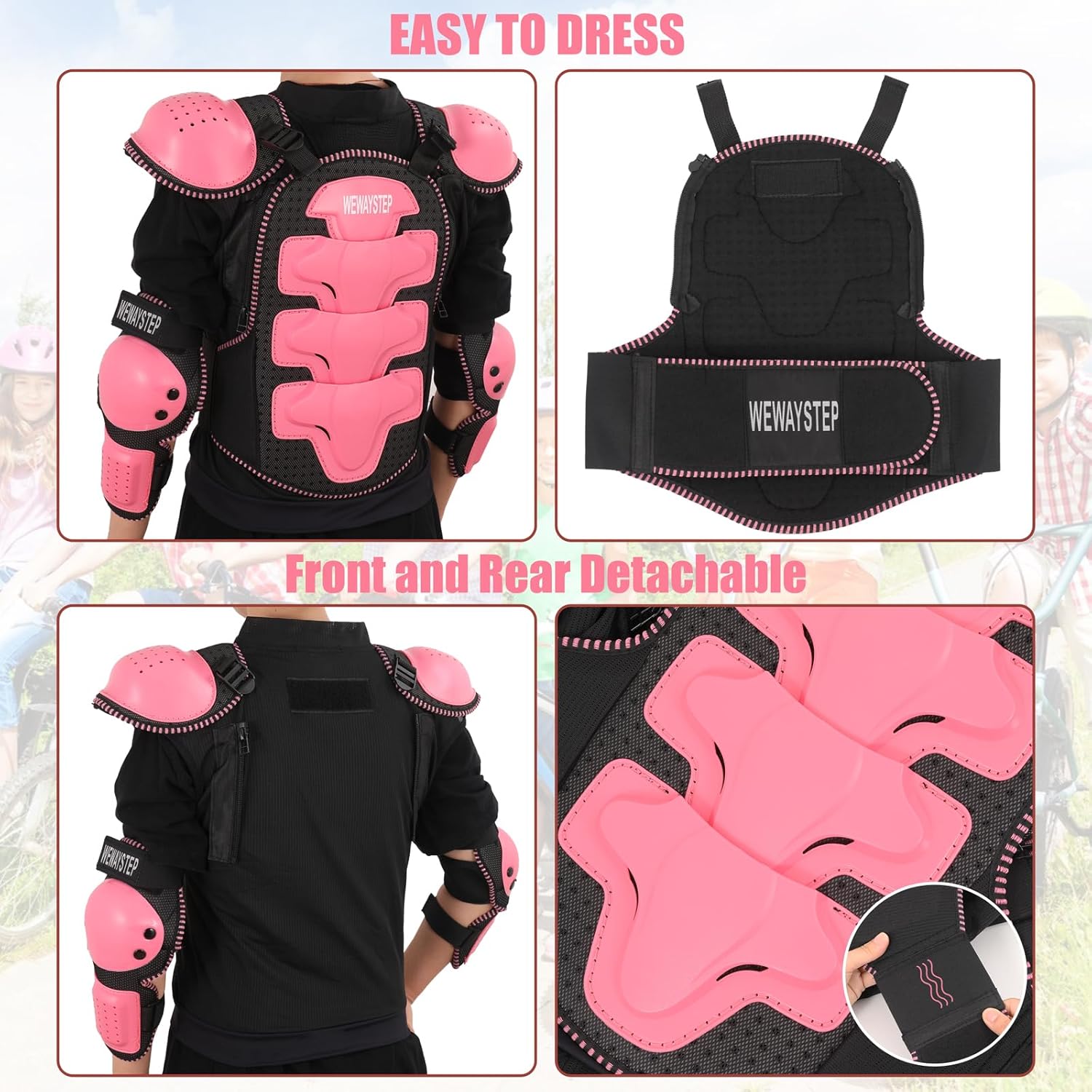 Kids Motorcycle Armor Gear Body Armor Vest Suit Chest Back Spine Protector Motocross Dirt Bike Protective Gear with Elbow Knee Protector Pads for MTV ATV Cycling Skateboard Off-Road Racing Skiing