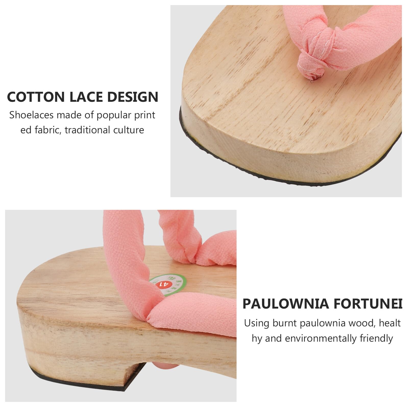 NOLITOY Sandalias Japonesas de Madera y Goma, Talla 41, 1 Par