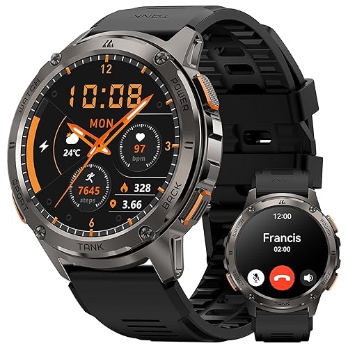 Smart Watches for Men, 480mAh Extra-Large Battery, 50M Waterproof, Military