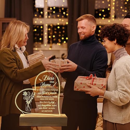 Miniatura 6 de Regalos de inauguración de la casa para el nuevo hogar, bendición de la casa, luz nocturna grabada en acrílico, 5.9 x 7.5 in, regalo cristiano,