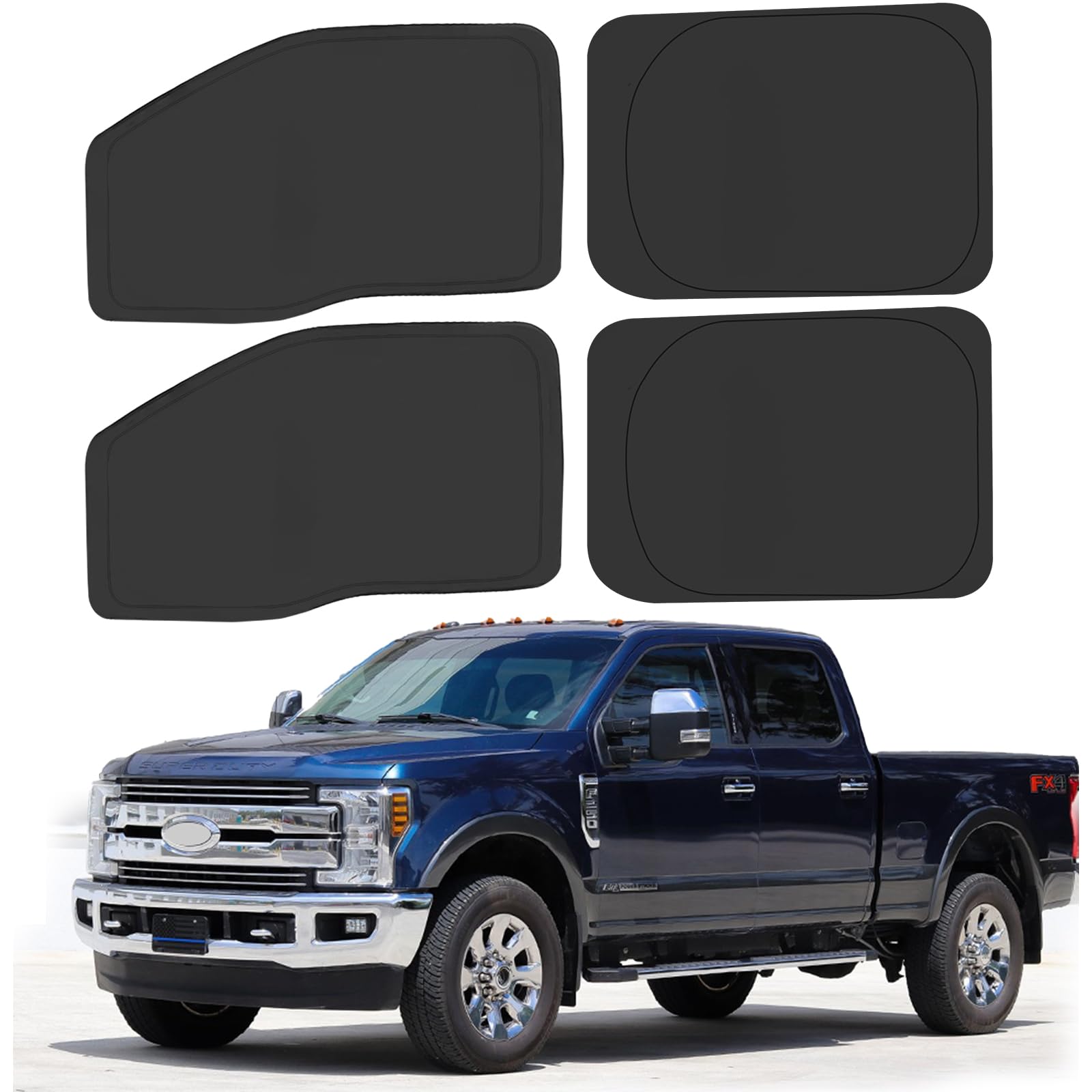 Photo 1 of ULROLIT Side Window Sun Shade for 2017-2022 Fo-rd F250 F350 Super Duty, Super Crew Cab 4Door Pickup, Foldable Window Sunshade Sun Visor Protector, Side Window Shades Blocks UV Rays Heat, Pack of 4