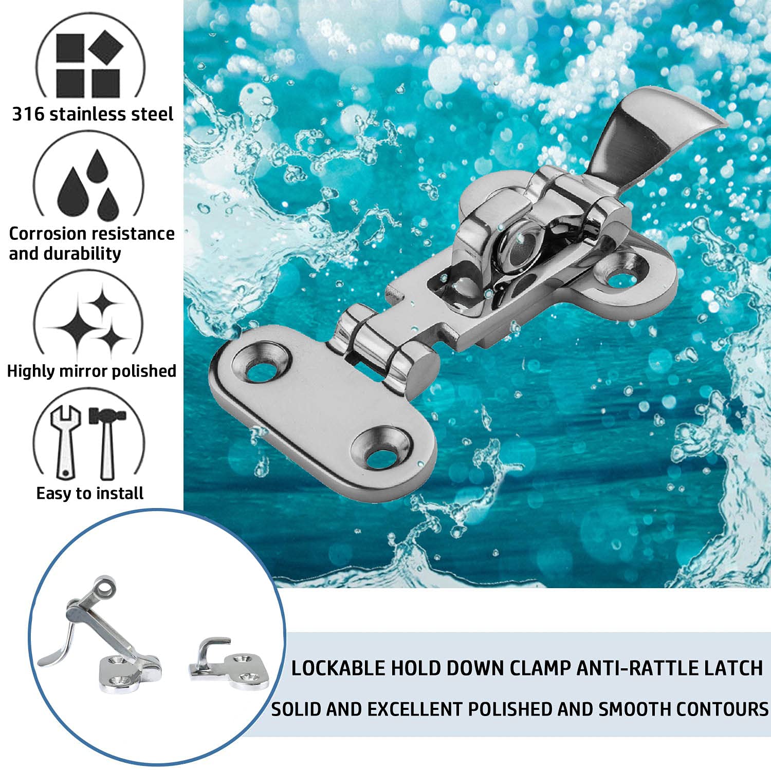 316 Stainless Steel Latch 316 Stainless Steel Boat Locker Latch Clamp ...