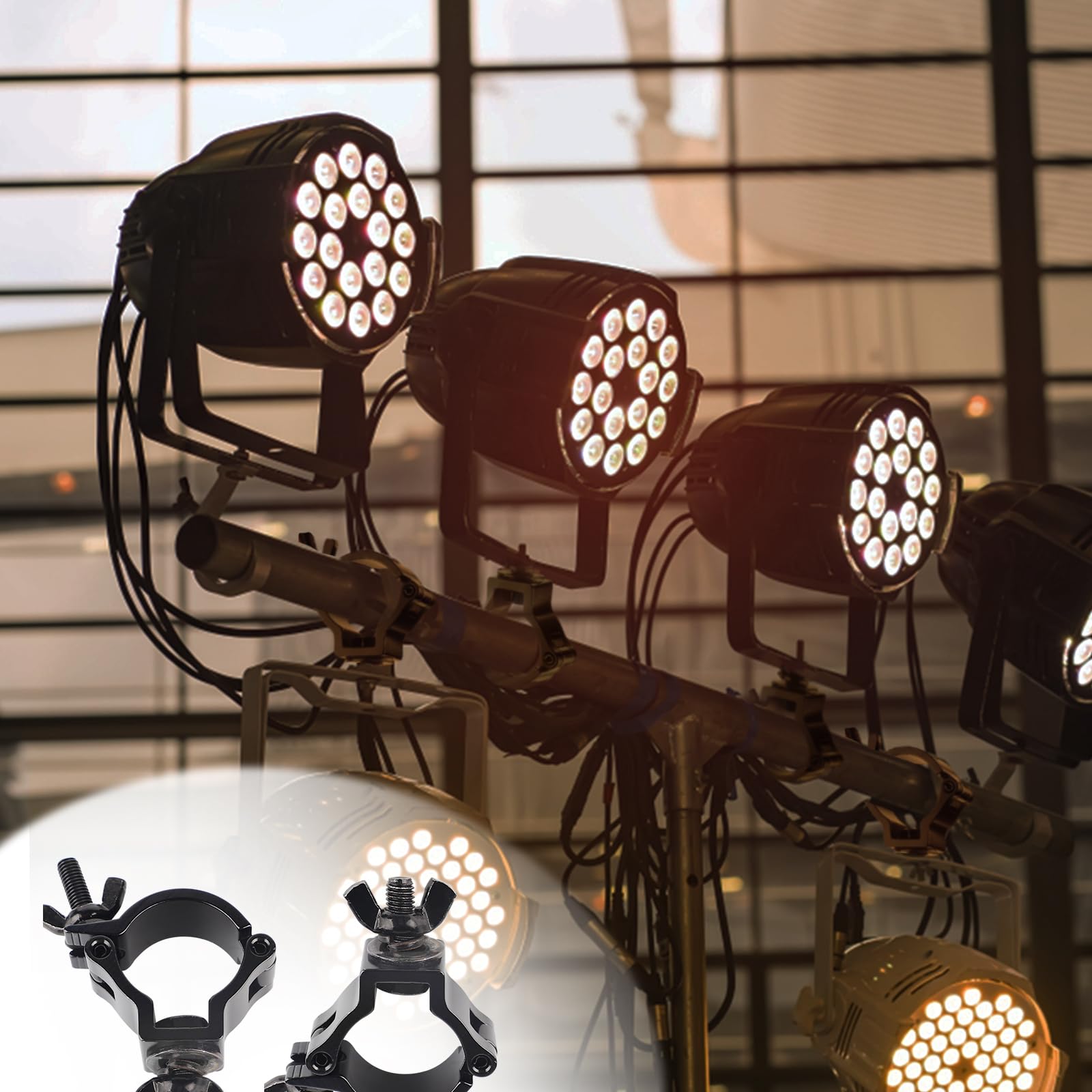 DBREAKS Truss Clamp, 8Pcs Morsetto per Luci da Palcoscenico TÜV/38-41mm Luce di Scena Morsetti Gancio di Lega di Alluminio/Montare Morsetti Luce della fase/Morsetti per illuminazione palcoscenico Nero
