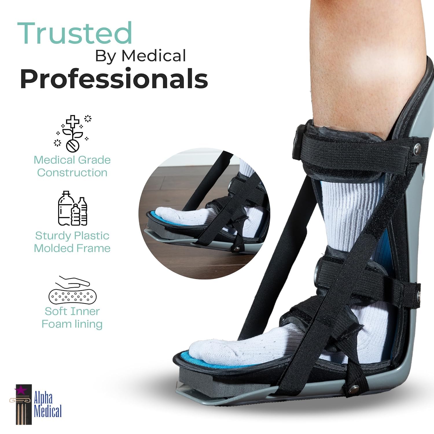 Plantar Fasciitis Adjustable Night Splint. Sleeping boot for foot stretching. P.F. Night Splint with wedge for dorsiflexion. Achilles tendonitis, Heel and Bone Spur, Tendon and Calf Stretching, Arch Pain Treatment. Fits Left & Right Foot. L4398 (Medium)