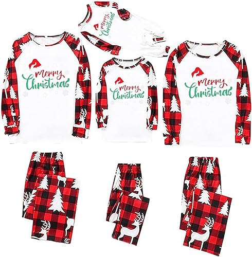 WKSCLPAI Pijamas de Navidad para la familia, pijamas a juego para las fiestas, ropa de dormir clásica, divertida, linda, de manga larga, conjuntos