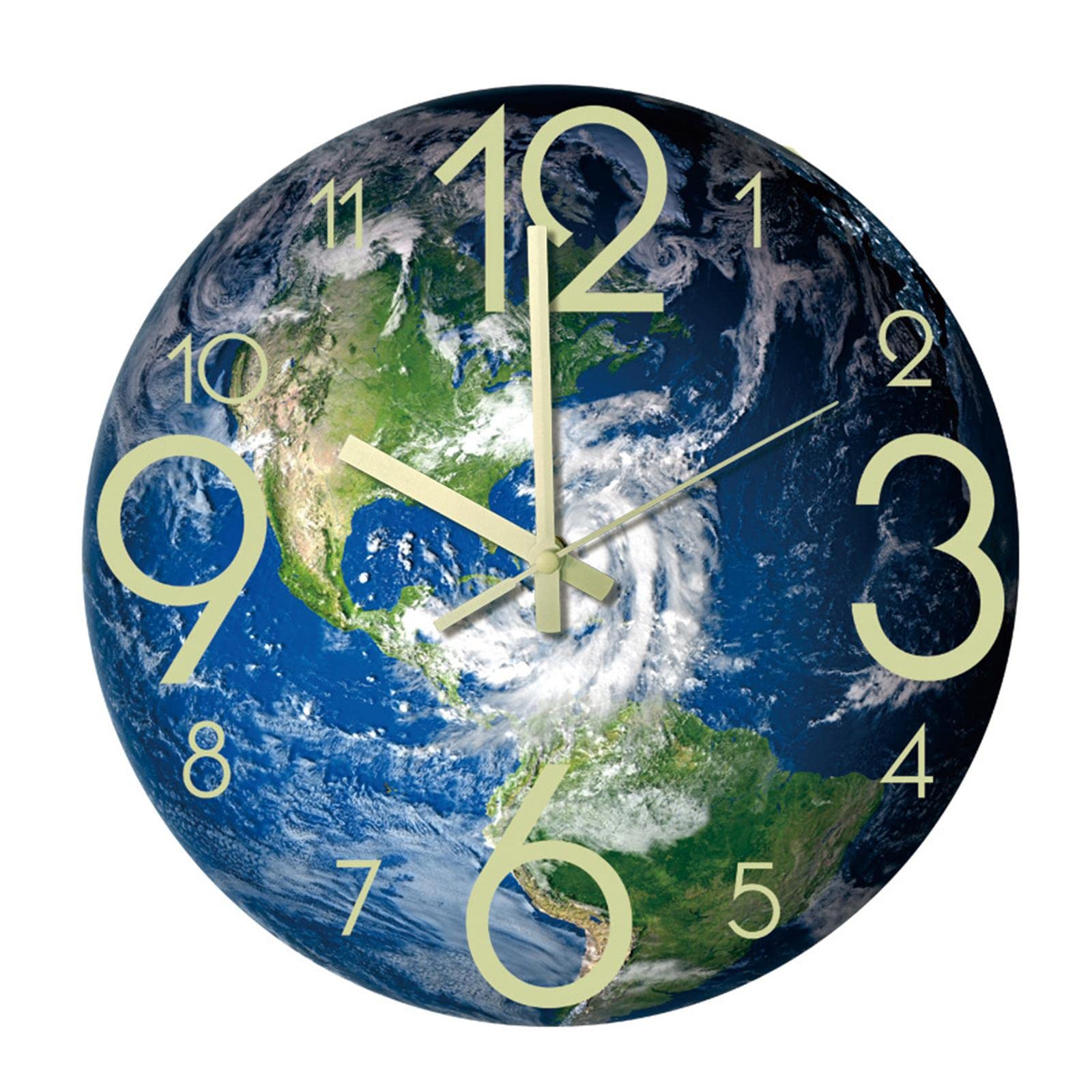 Horloge murale lumineuse Terre 30 cm : l'heure visible en pleine nuit sans bruit