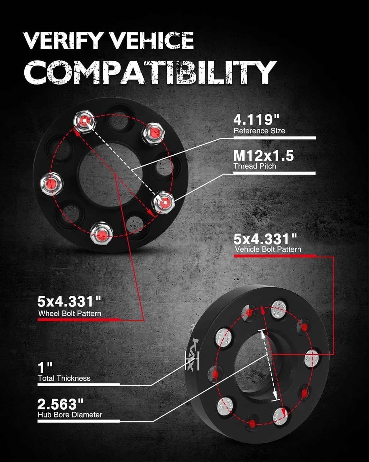 KAX 5x110mm Wheel Spacers,1 inch 5 Lug Hub Centric Wheel Spacers fit for Malibu, Cobalt, G6, HHR, Ion, Aura, Solstice, G5, 9-3, Astra, Sky, L300, 9-5 with M12x1.5 Studs 65.1mm Hub Bore,4Pcs