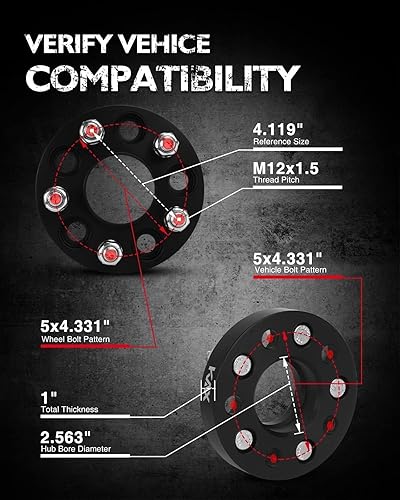 Vista 516 de KAX Espaciadores de rueda de 0.236 x 5.315 in, espaciadores de rueda centrados de 2 pulgadas y 6 lengüetas para F-15-0, Expedition, Mark LT, Negro