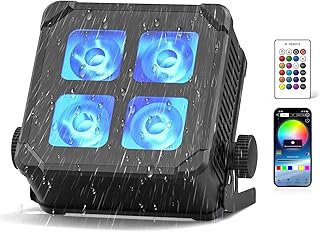 Battery Powered LED 4X15W Uplights, Rechargeable APP DMX Control Waterproof Par Lights for Stage, Weddings, DJ, Church, Indoor/Outdoor Events