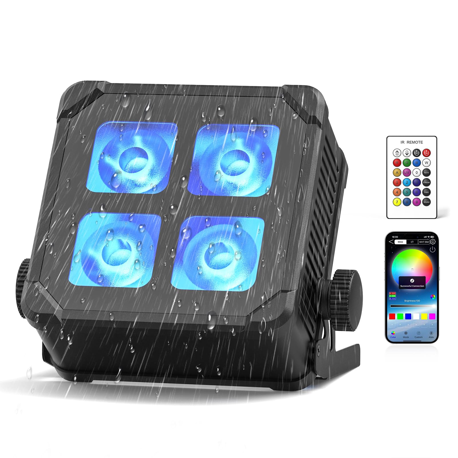 Photo 1 of Wireless Battery Powered LED 60W Uplights, 6000mAh RGBWA+UV Rechargeable APP DMX Control Waterproof Par Lights for Stage, Weddings, DJ, Church, Indoor/Outdoor Events