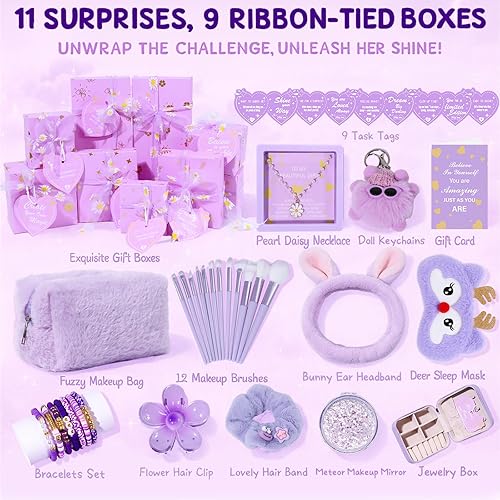 Miniatura 3 de Regalos de moda para adolescentes, regalos de Navidad para adolescentes y adolescentes, 9 regalos de cumpleaños envueltos, 11 unidades, con tareas